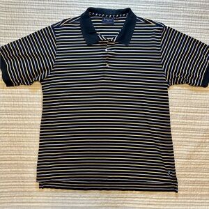 Bobby Jones Players Golf Polo Size L Striped Black Yellow White 100% Cotton